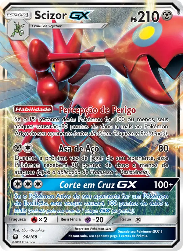 Carta Scizor GX, número 90/168 da coleção Tempestade Celestial