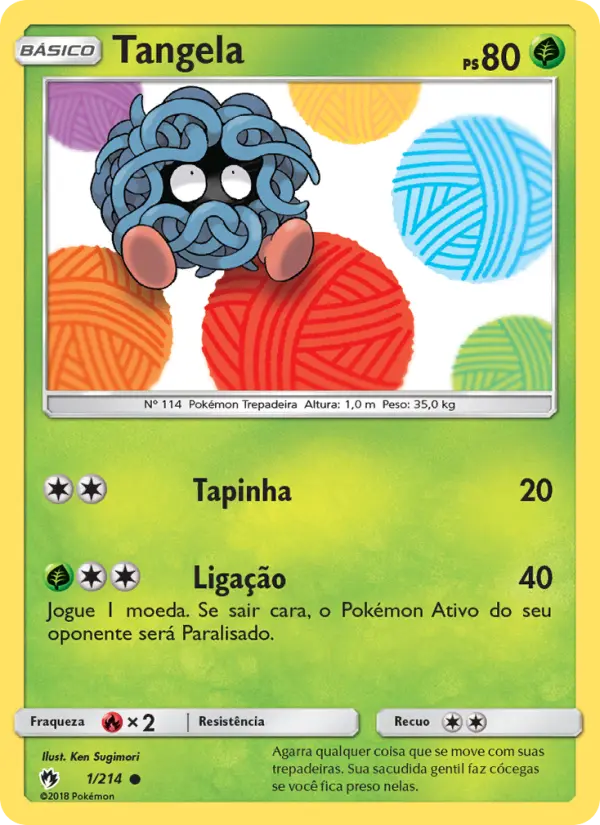 Carta Tangela, número 1/214 da coleção Trovões Perdidos
