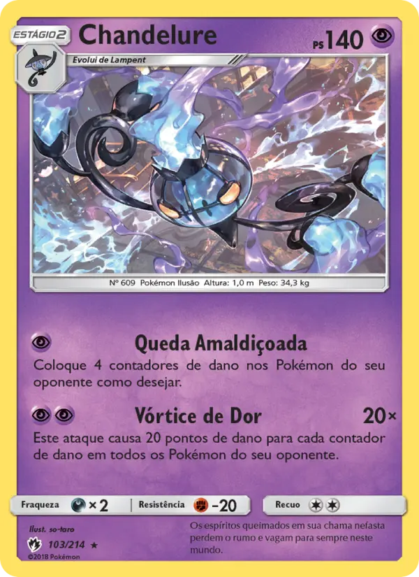 Carta Chandelure, número 103/214 da coleção Trovões Perdidos