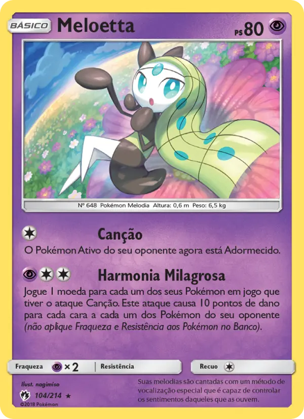 Carta Meloetta, número 104/214 da coleção Trovões Perdidos