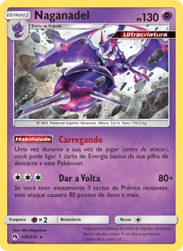 Carta Naganadel, número 108/214 da coleção Trovões Perdidos