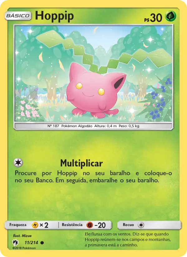 Carta Hoppip, número 11/214 da coleção Trovões Perdidos