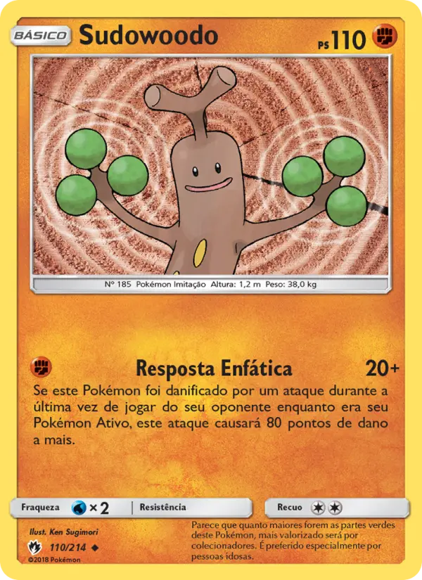 Carta Sudowoodo, número 110/214 da coleção Trovões Perdidos