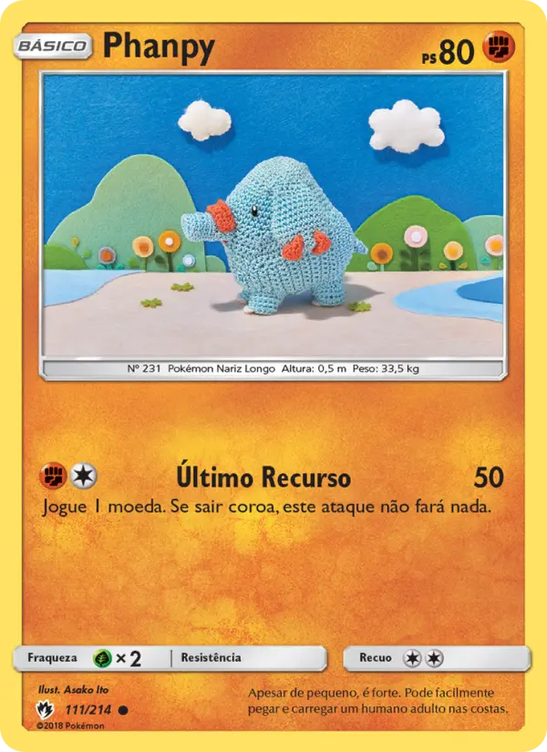 Carta Phanpy, número 111/214 da coleção Trovões Perdidos