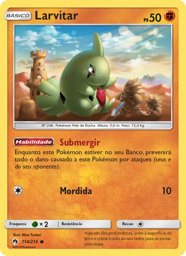 Carta Larvitar, número 114/214 da coleção Trovões Perdidos