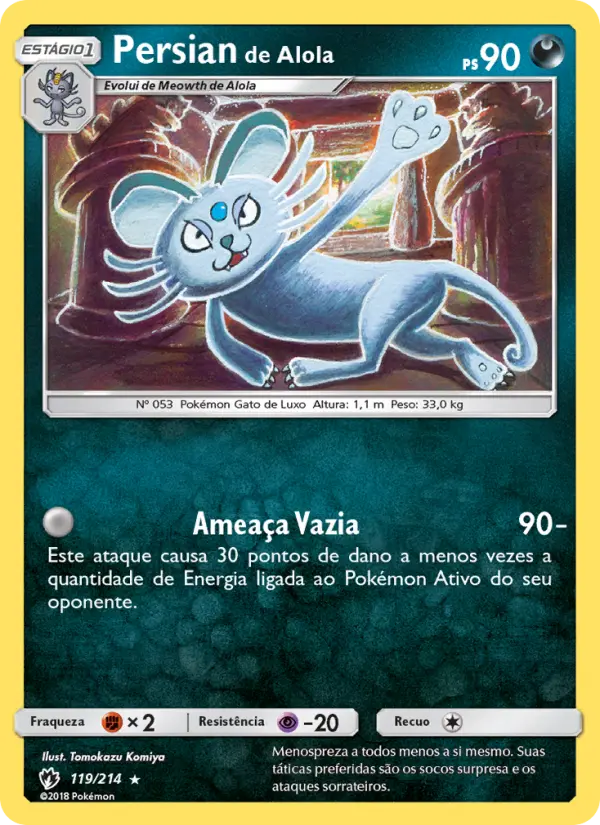 Carta Persian de Alola, número 119/214 da coleção Trovões Perdidos