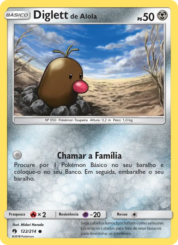 Carta Diglett de Alola, número 122/214 da coleção Trovões Perdidos