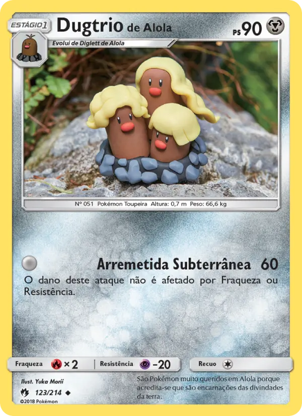 Carta Dugtrio de Alola, número 123/214 da coleção Trovões Perdidos