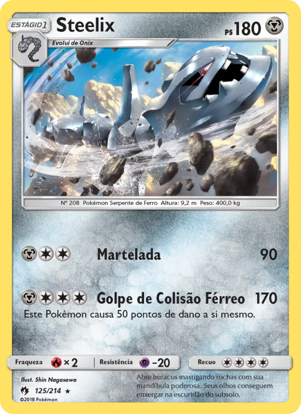 Carta Steelix, número 125/214 da coleção Trovões Perdidos