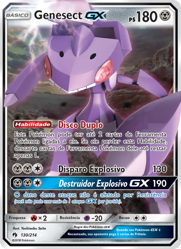 Carta Genesect GX, número 130/214 da coleção Trovões Perdidos