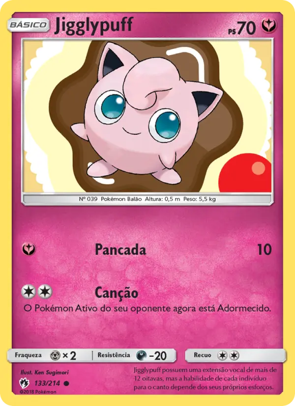 Carta Jigglypuff, número 133/214 da coleção Trovões Perdidos