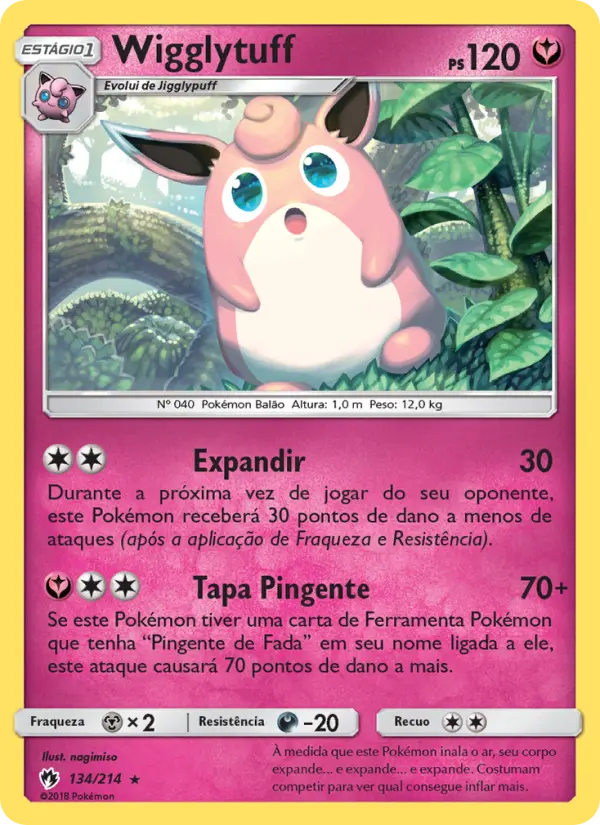 Carta Wigglytuff, número 134/214 da coleção Trovões Perdidos