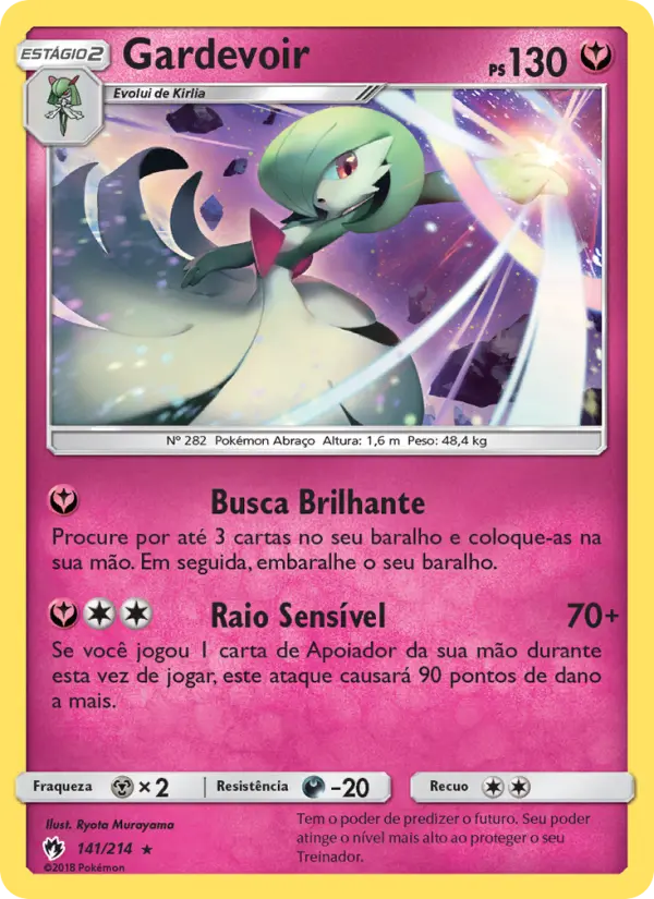 Carta Gardevoir, número 141/214 da coleção Trovões Perdidos