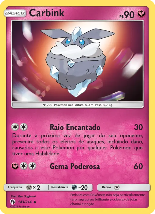 Carta Carbink, número 143/214 da coleção Trovões Perdidos