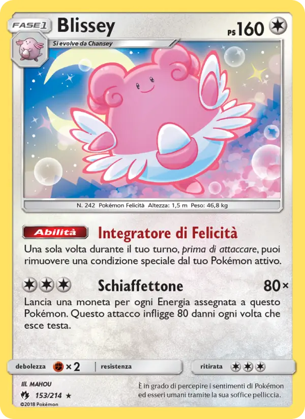 Carta Blissey, número 153/214 da coleção Trovões Perdidos