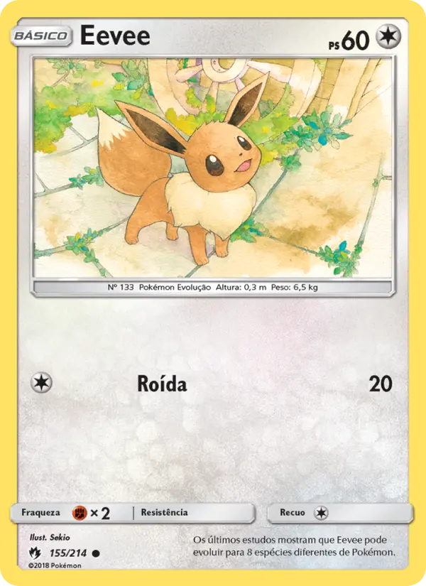 Carta Eevee, número 155/214 da coleção Trovões Perdidos