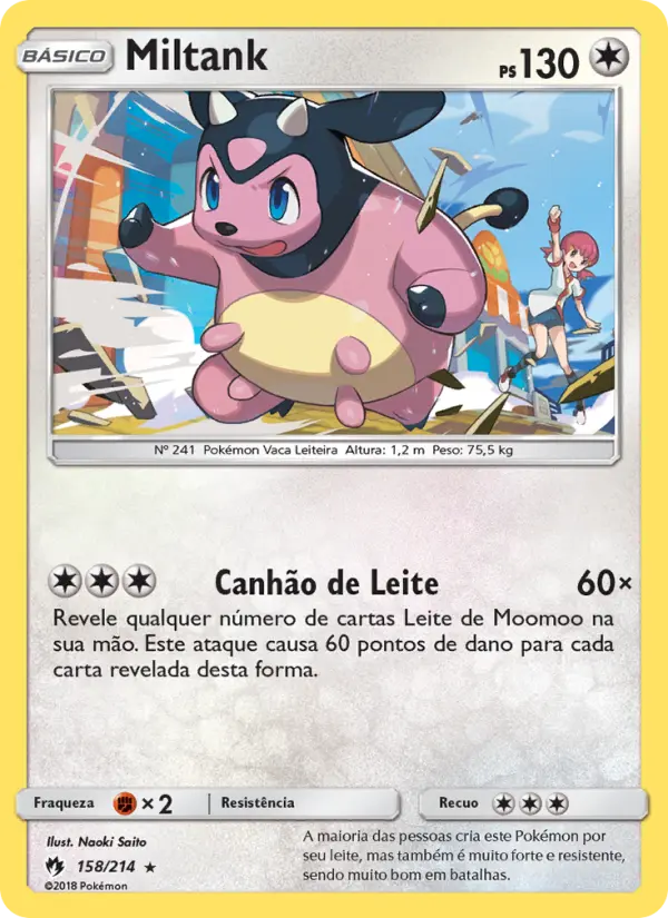 Carta Miltank, número 158/214 da coleção Trovões Perdidos