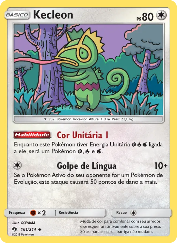 Carta Kecleon, número 161/214 da coleção Trovões Perdidos