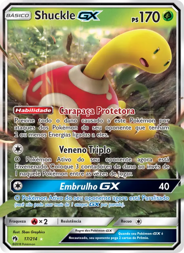 Carta Shuckle GX, número 17/214 da coleção Trovões Perdidos