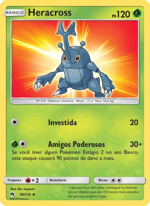 Carta Heracross, número 18/214 da coleção Trovões Perdidos