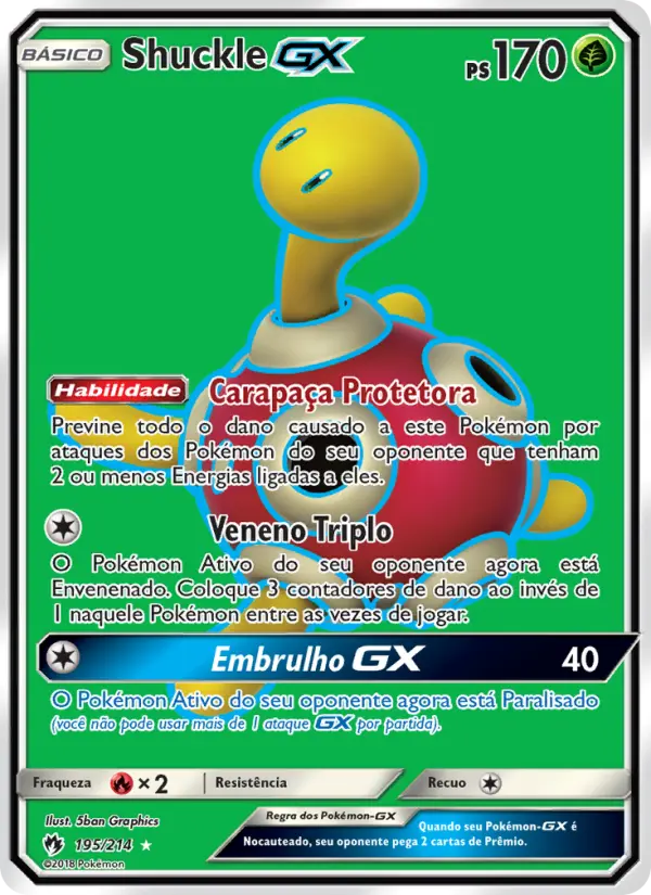 Carta Shuckle GX, número 195/214 da coleção Trovões Perdidos