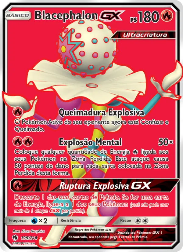 Carta Blacephalon GX, número 199/214 da coleção Trovões Perdidos
