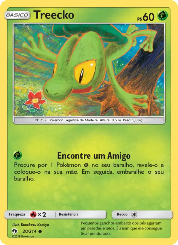 Carta Treecko, número 20/214 da coleção Trovões Perdidos