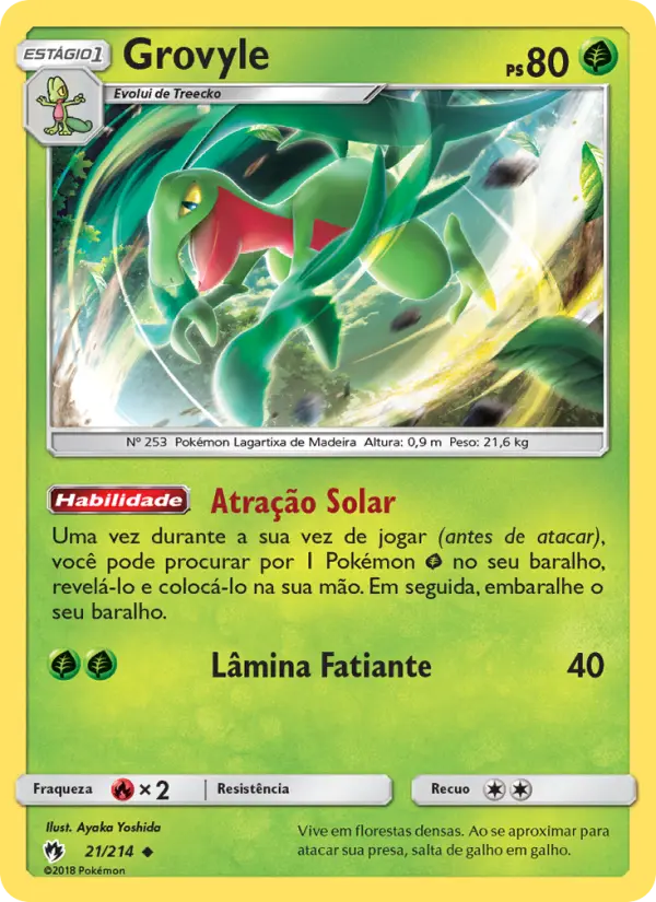 Carta Grovyle, número 21/214 da coleção Trovões Perdidos