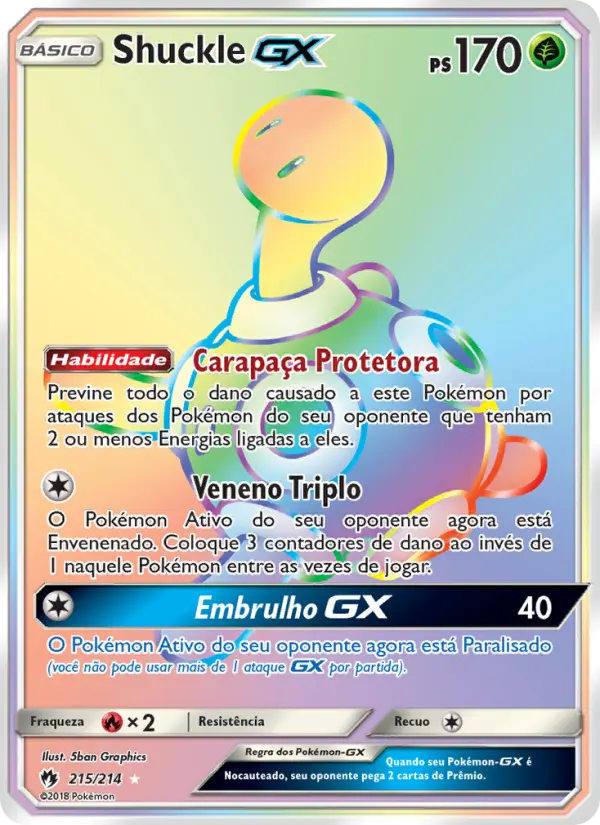 Carta Shuckle GX, número 215/214 da coleção Trovões Perdidos