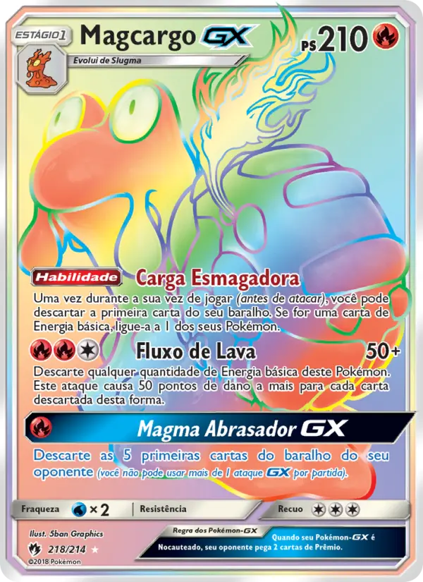 Carta Magcargo GX, número 218/214 da coleção Trovões Perdidos