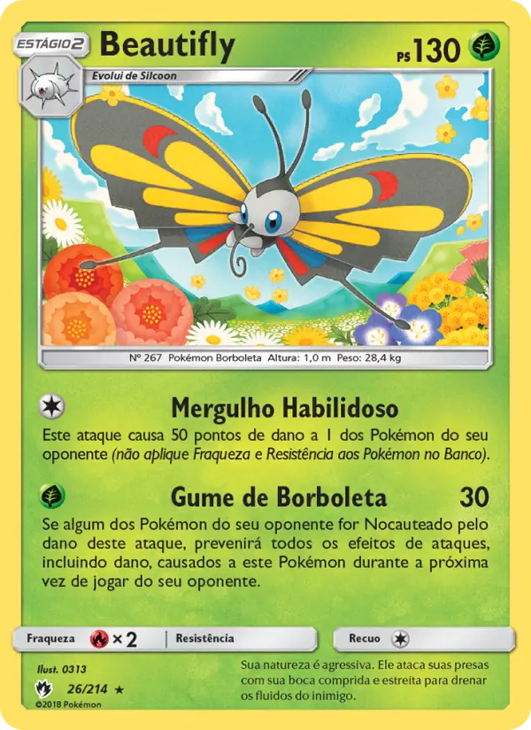 Carta Beautifly, número 26/214 da coleção Trovões Perdidos