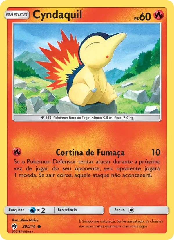 Carta Cyndaquil, número 39/214 da coleção Trovões Perdidos