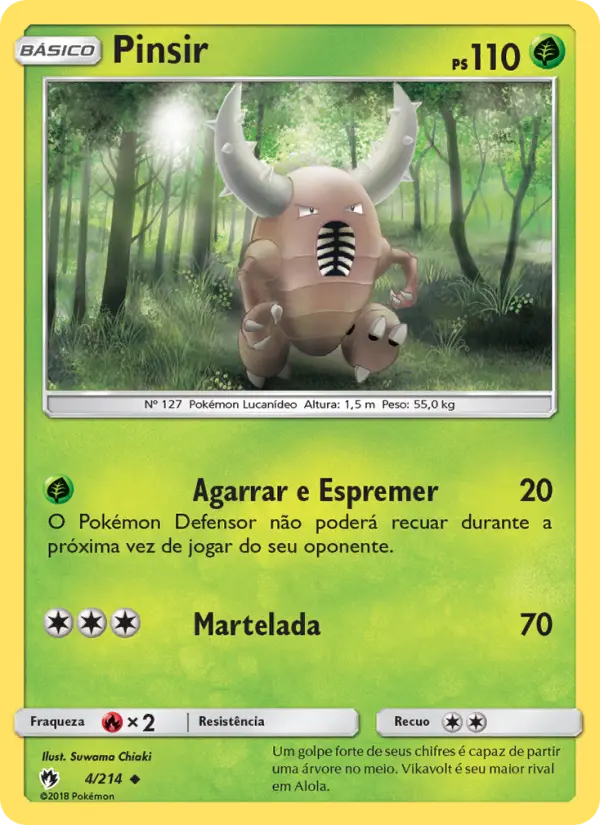 Carta Pinsir, número 4/214 da coleção Trovões Perdidos