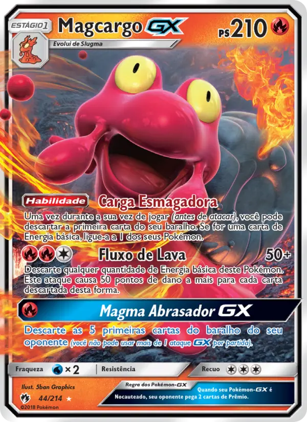 Carta Magcargo GX, número 44/214 da coleção Trovões Perdidos