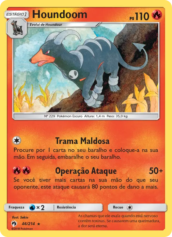 Carta Houndoom, número 46/214 da coleção Trovões Perdidos