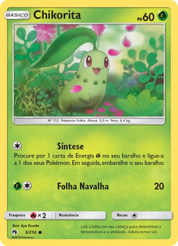 Carta Chikorita, número 5/214 da coleção Trovões Perdidos