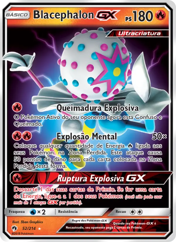 Carta Blacephalon GX, número 52/214 da coleção Trovões Perdidos