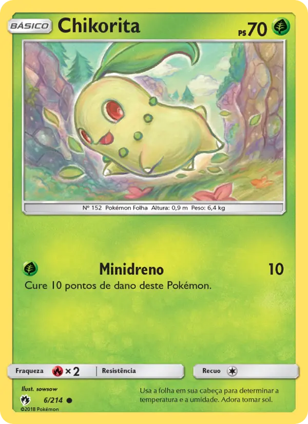 Carta Chikorita, número 6/214 da coleção Trovões Perdidos
