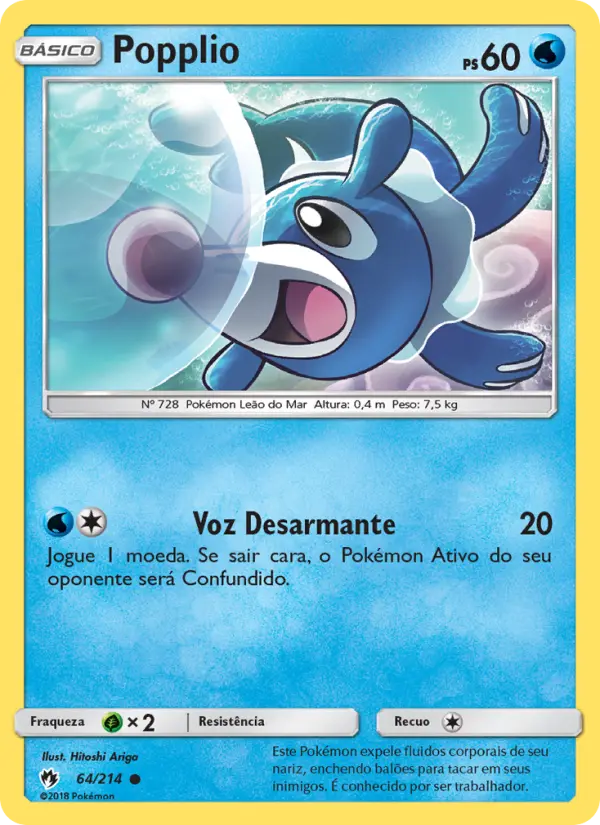 Carta Popplio, número 64/214 da coleção Trovões Perdidos