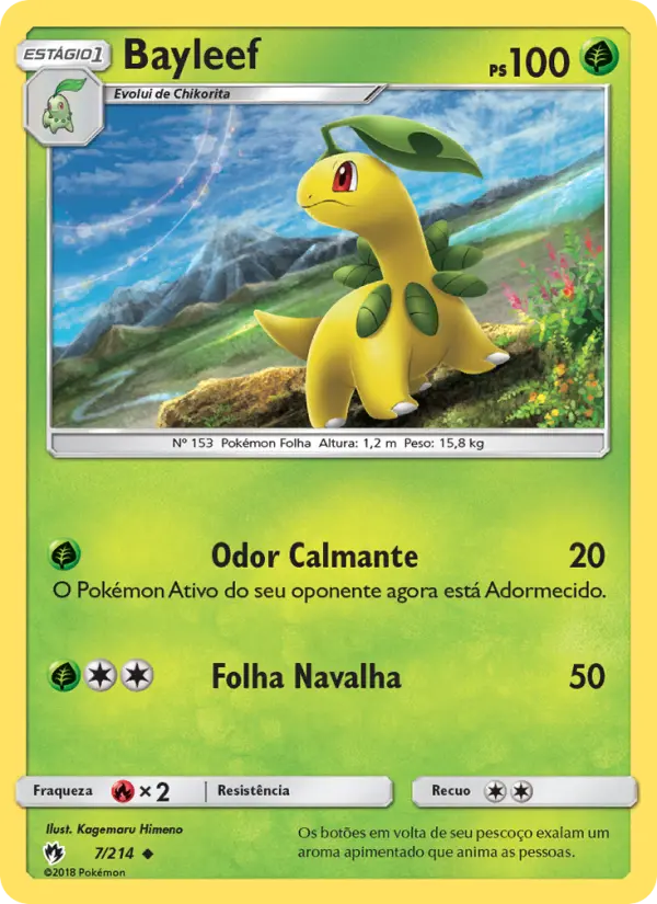 Carta Bayleef, número 7/214 da coleção Trovões Perdidos