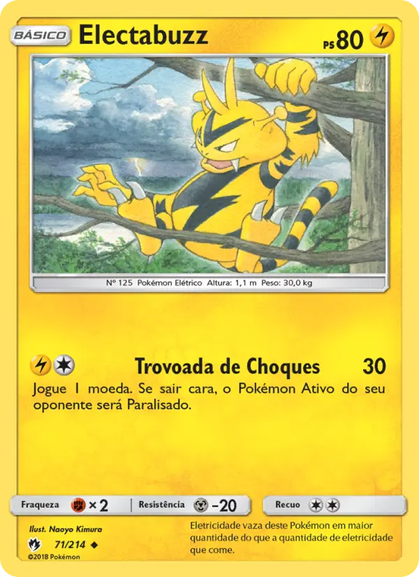Carta Electabuzz, número 71/214 da coleção Trovões Perdidos