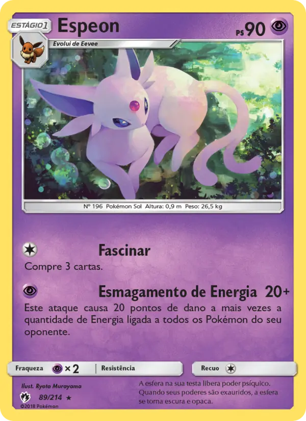 Carta Espeon, número 89/214 da coleção Trovões Perdidos