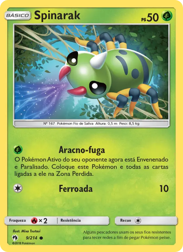 Carta Spinarak, número 9/214 da coleção Trovões Perdidos