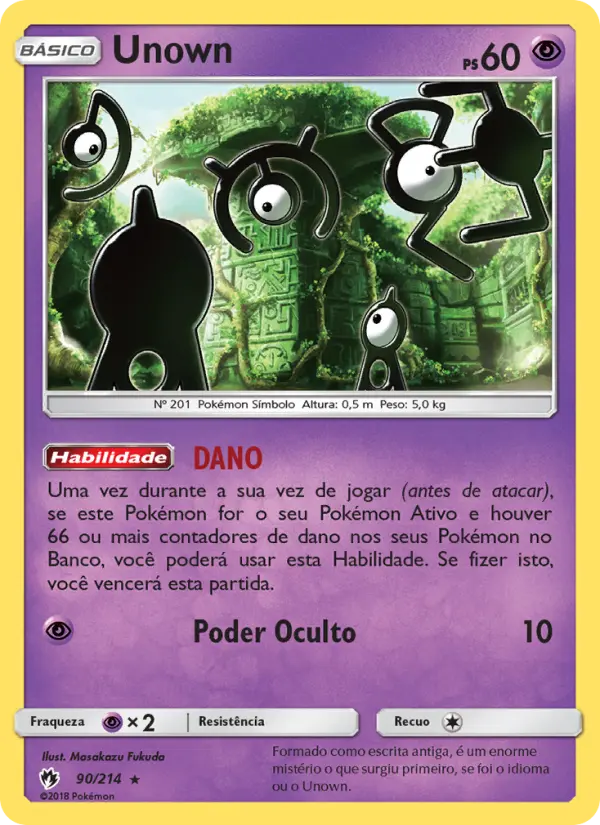 Carta Unown, número 90/214 da coleção Trovões Perdidos