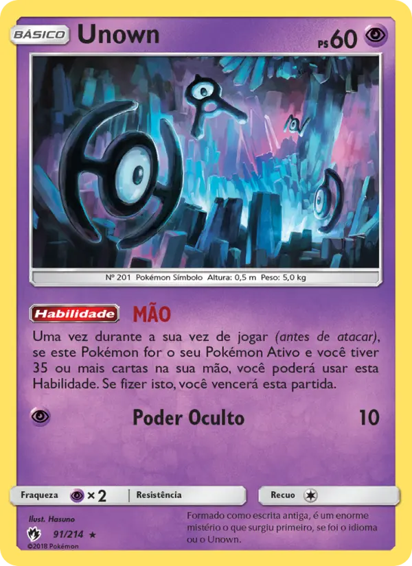 Carta Unown, número 91/214 da coleção Trovões Perdidos