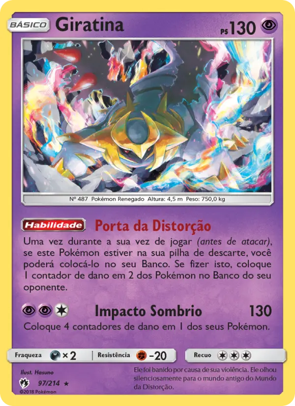 Carta Giratina, número 97/214 da coleção Trovões Perdidos