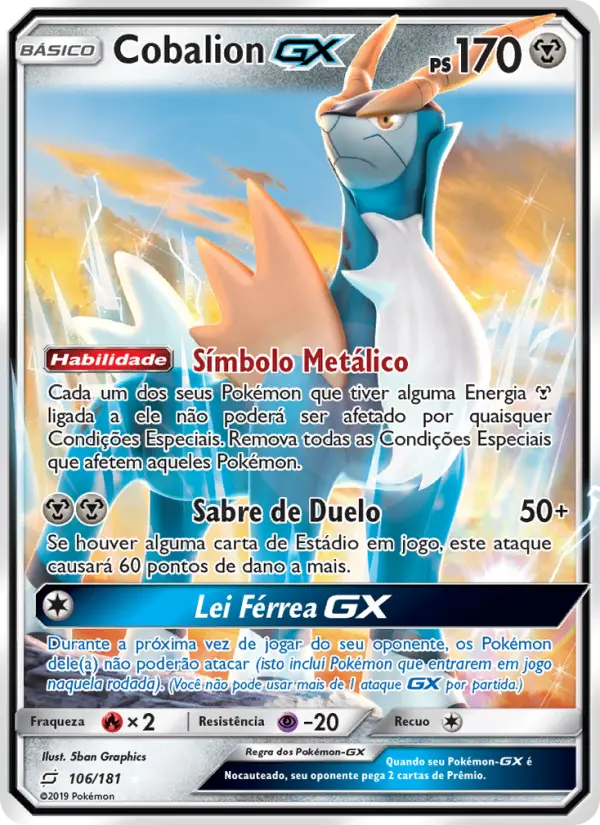 Carta Cobalion GX, número 106/181 da coleção União de Aliados