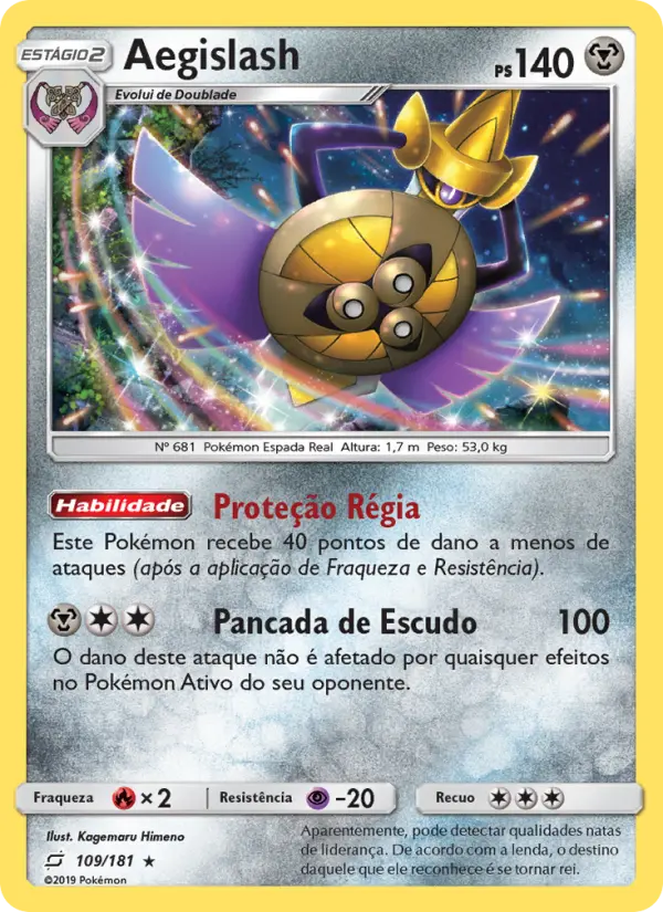 Carta Aegislash, número 109/181 da coleção União de Aliados