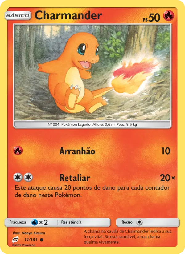Carta Charmander, número 11/181 da coleção União de Aliados