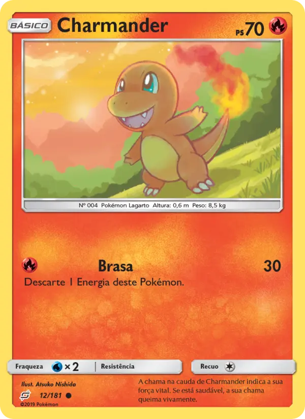 Carta Charmander, número 12/181 da coleção União de Aliados